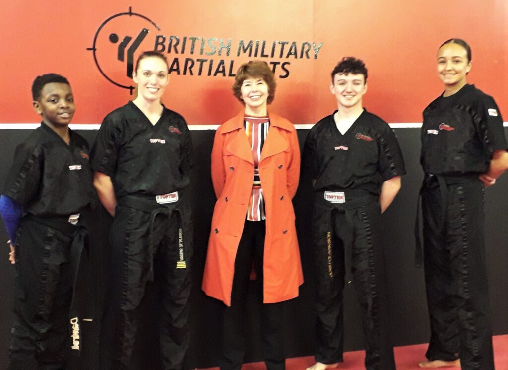 Moira with from left Dantrell Charlotte Joshua and Daisy of BMMA - The NEST Roadshow visits… BMMA Leeds Academy – Pride and passion with a military twist