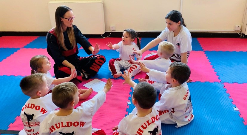 Mrs Walker with Ninja tots 1 - The NEST Roadshow visits… Chuldow Martial Arts Academy Knottingley – Creating Seismic Waves