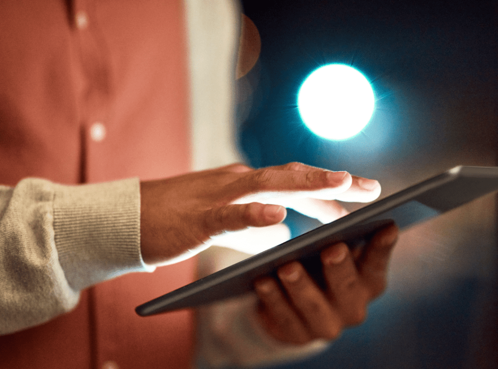 A client accessing our Martial Arts Business system on a tablet